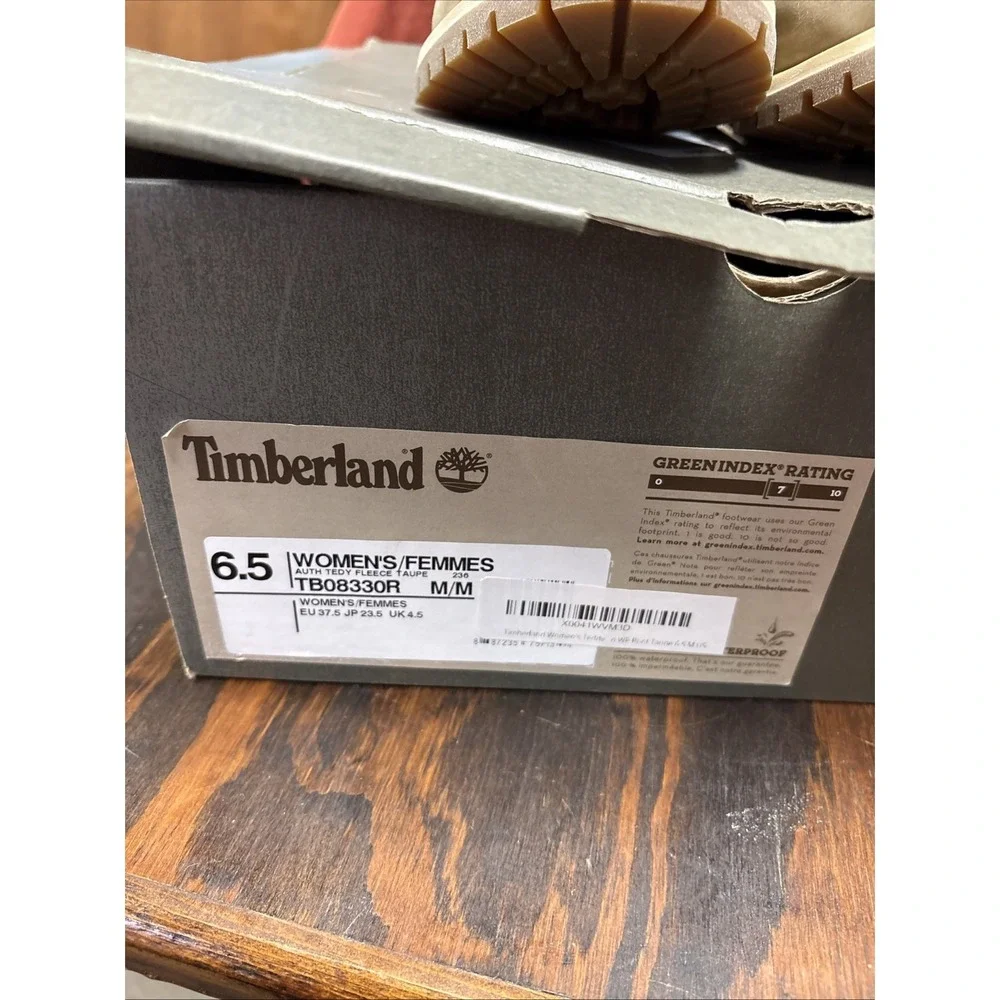 EUC Timberland Women's 6.5 M Waterproof Roll Fold-Down Teddy Fleece Brown 8330R